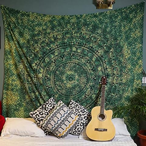 Craft Trade Mandala Green Tapestry Wall Hanging Cover