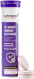 Nutriwave Immunity Booster - 5-in-1 Effervescent Tablets | Vitamin C, Zinc, Echinacea, Beta Glucan & Plant-Based Vitamin D... Price In India