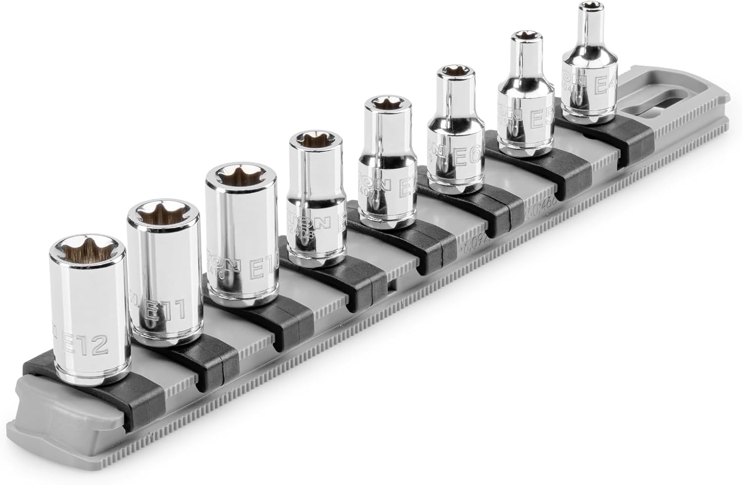 TEKTON 1/4 Inch Drive Shallow External Star Socket Set with Rail, 8-Piece (E4 - E12) | SHD90115
