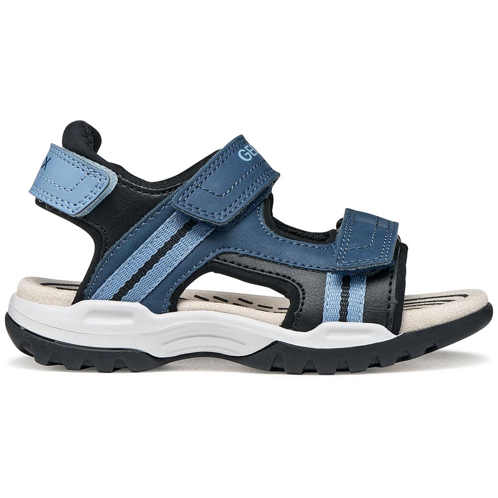 Geox J Borealis Boy A Sandal, Denim/Black, 36 EU