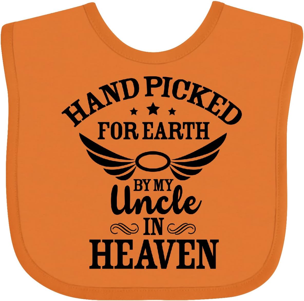 inktastic Handpicked for Earth By My Uncle in Heaven with Angel Wings Baby Bib