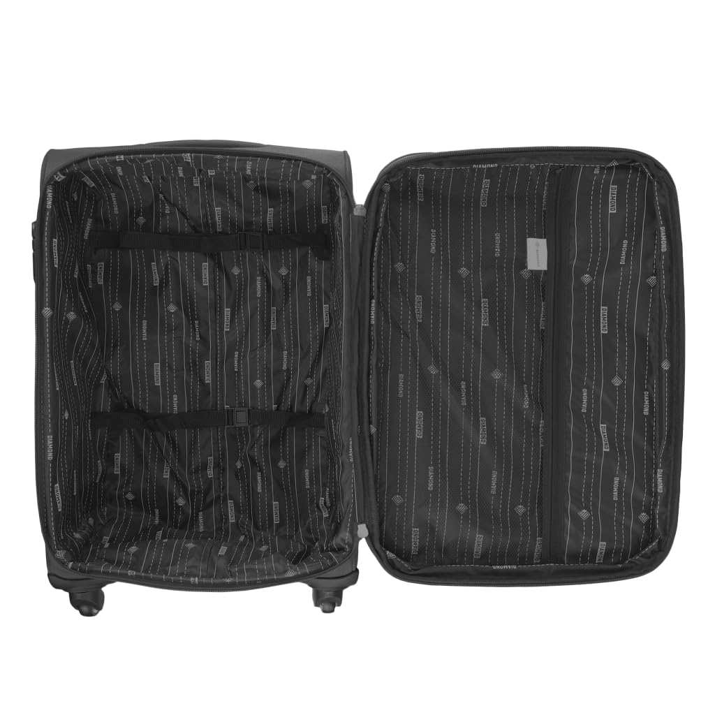 DIAMOND Weichschalen-Kabinenkoffer S 20" Grau Codura 1200D 360° Rollen Zahlenschloss Erweiterbar 40-50 L Leicht Robust