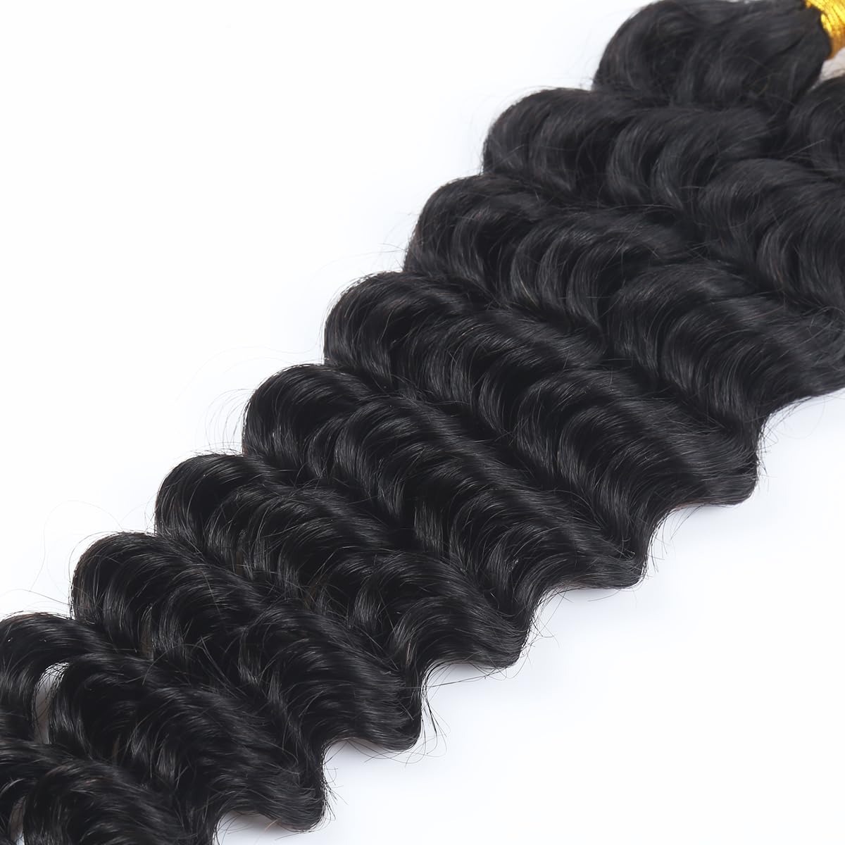 Menschliches Flecht-Haar für Boho-Flechten tief gewelltes Massenmenschliches Haar für Flechten 35 cm 14 Zoll brasilianisches lockiges Menschliches Flecht-Haar ohne Webung natürliche Schwarzfärbung