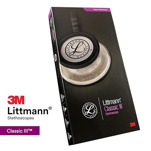 Miniatura 9 de 3M Littmann Classic III - Estetoscopio de monitoreo pieza pecho de edición negra tubo negro 27 pulgadas 5803