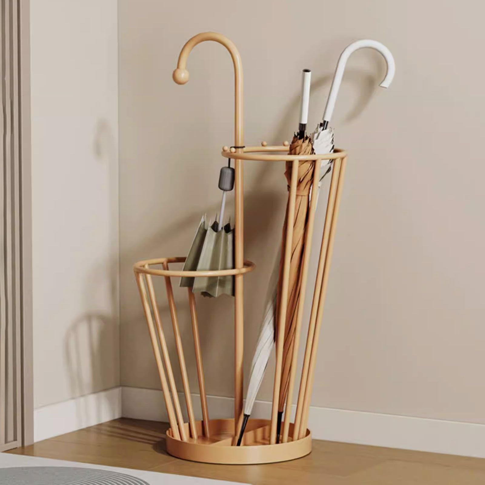 Porte-parapluie en métal double couche : range-cannes compact pour entrée et bureau