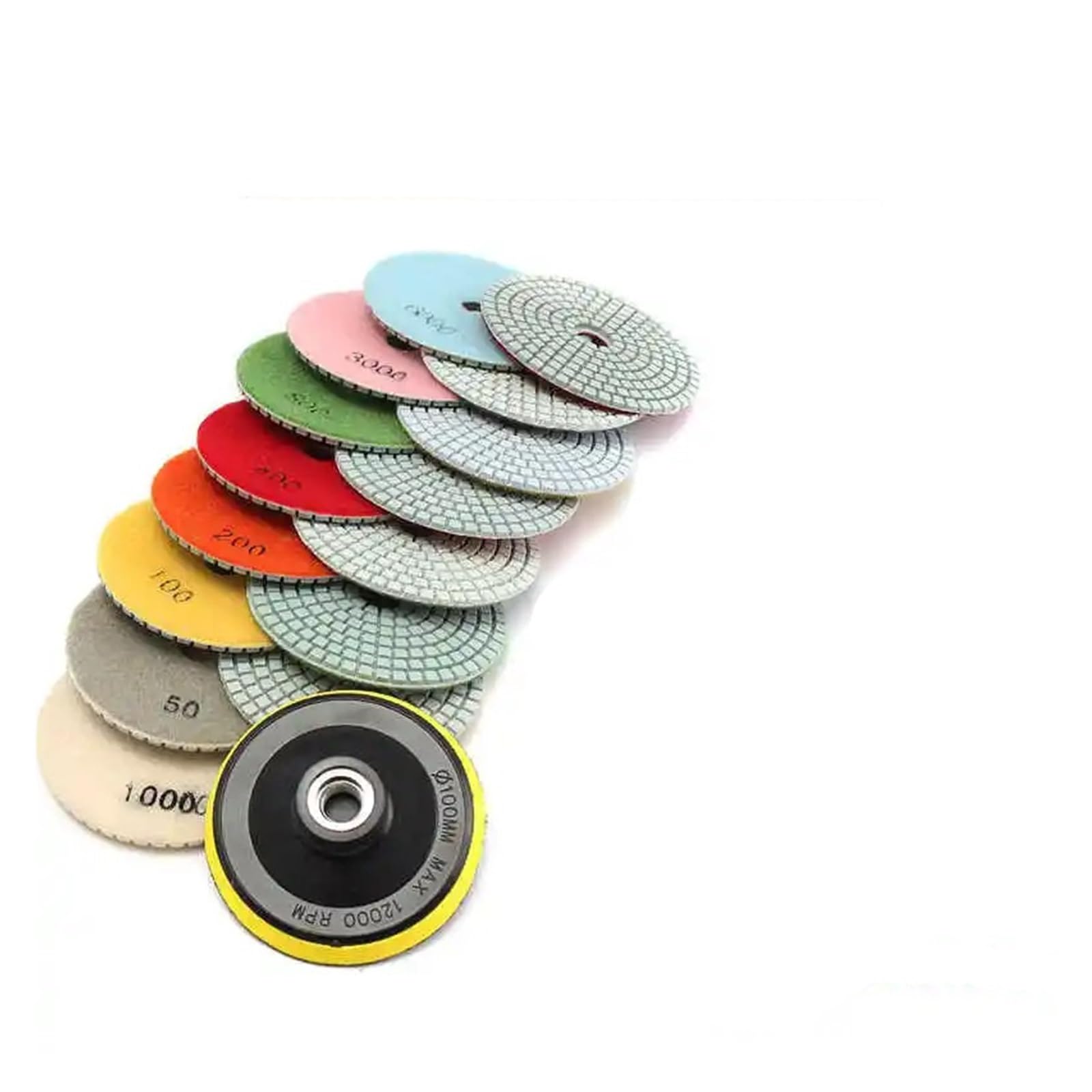 16-teiliges 4-Zoll-100-mm-Diamant-Polierpad-Set – Nass-/Trockengebrauch