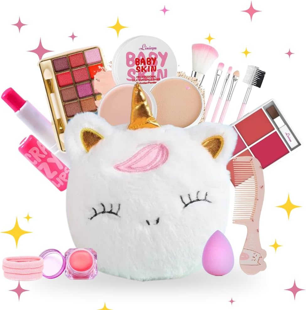 Buy Linivya Kids Real Makeup Kit for Girls & Teens with Unicorn White ...
