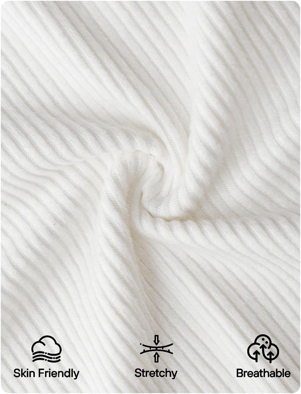 ZESICA Women's Long Sleeve Shirts 2026 Spring Mock Neck Ribbed Slim Fit Tops Basic Tees Dressy Casual Outfits Clothes - Image 7