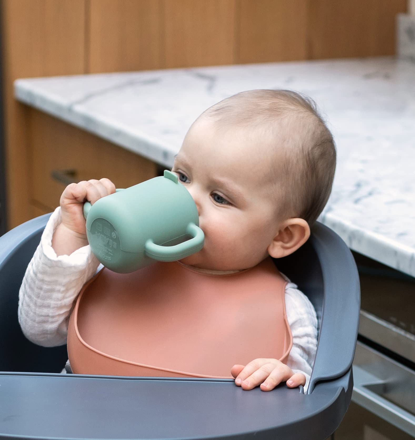 BEABA Tasse d'apprentissage Silicone sage Green, Petit - Image 3
