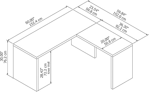 Miniatura 3 de Bush Business Furniture Echo - Escritorio en forma de L, color blanco puro