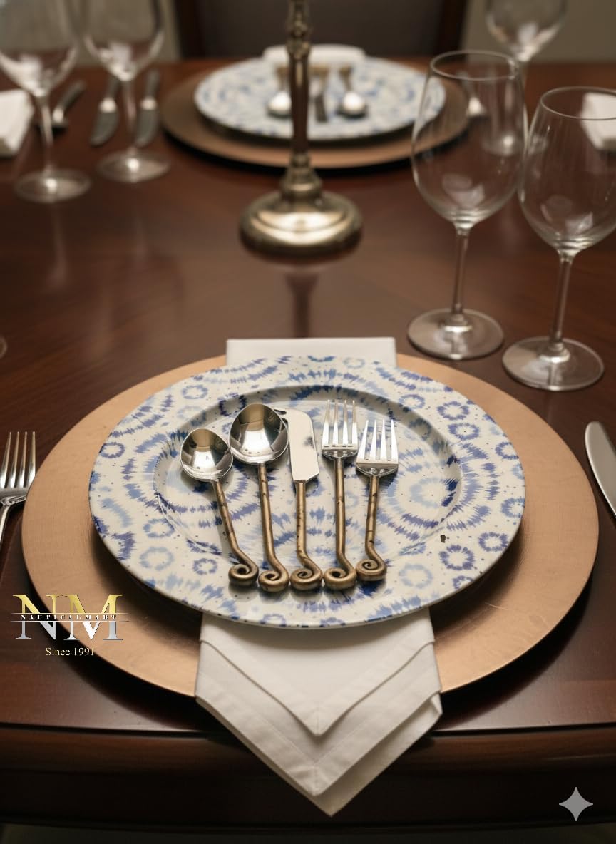 Treble Clef Flatware Set Stainless Steel Utensils Dinner Spoon, Dinner Fork, Knife, Salad Fork, Tea Spoons Cutlery Dishwasher Safe Table Setting for Cafes Restaurants or During Gatherings
