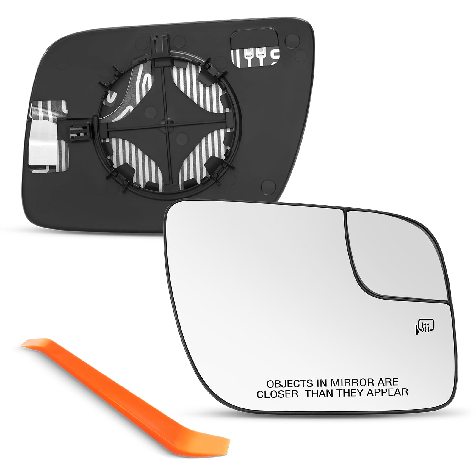Compatible with Ford Explorer Passenger Side Mirror 2011 2012 2013 2014 2015 2016 2017 - Right Side View Mirror Replacement, Heated, Chrome Convex Mirror with Backing Plate, BB5Z17K707B
