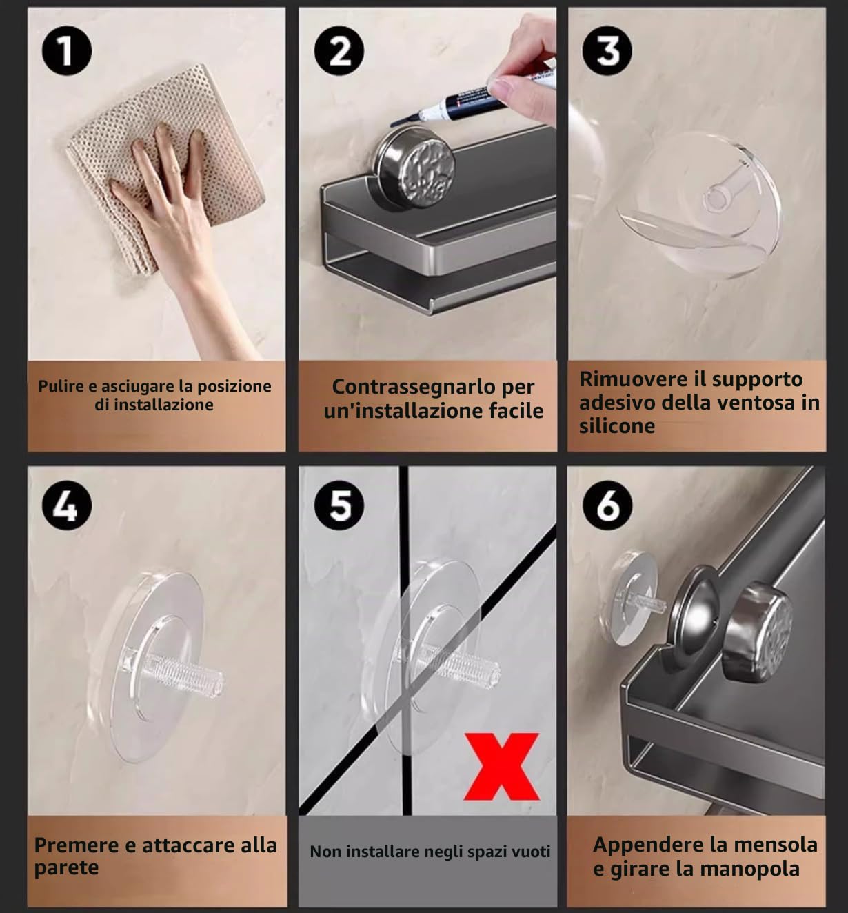 Portaspezie in acciaio inox, confezione da 2, portaspezie da parete, 30 cm, ventosa, mensola cucina per barattoli spezie e condimenti