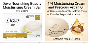 Dove Nourishing Beauty Bar Moisturising Soap, 4x90g