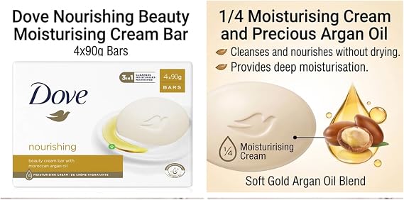 Dove Nourishing Beauty Bar Moisturising Soap, 4x90g
