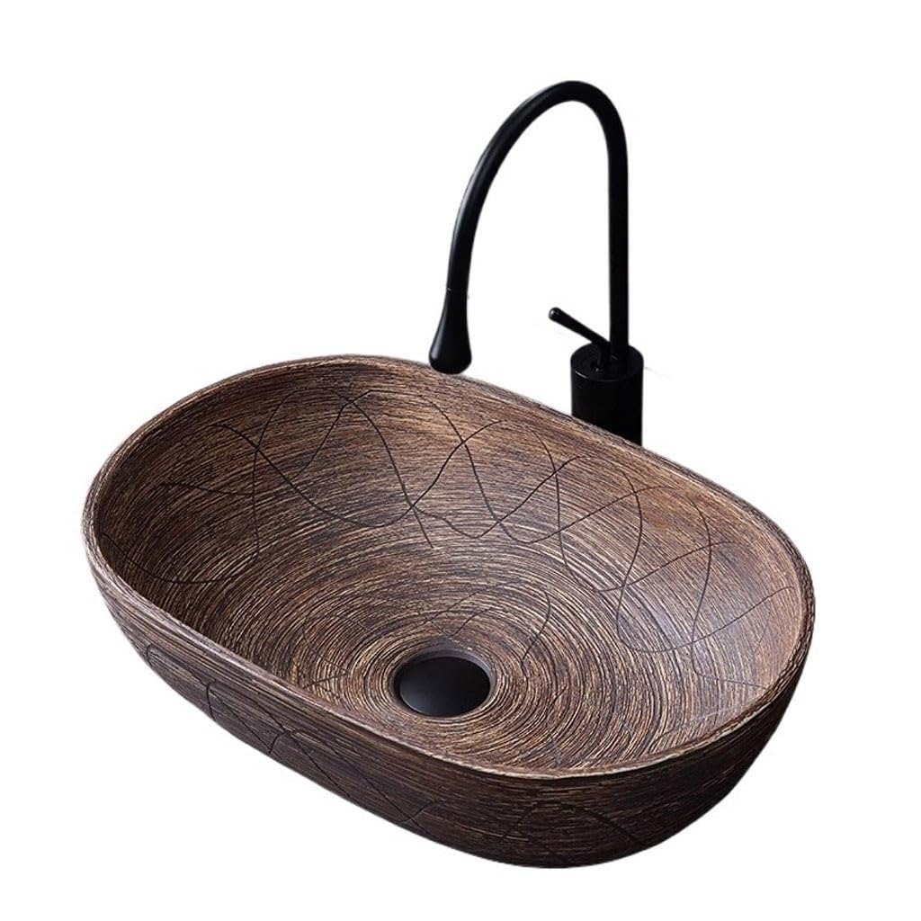 Miroooo A Bathroom Countertop Vessel Sink Home Wash Basin Rt Bove Counter Ceramic Retro Bathroom Bathroom Sinks