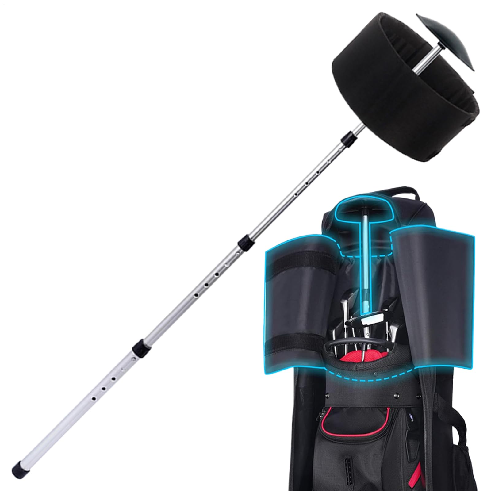Protector de golf para viaje con eje de aluminio anti impactos 8