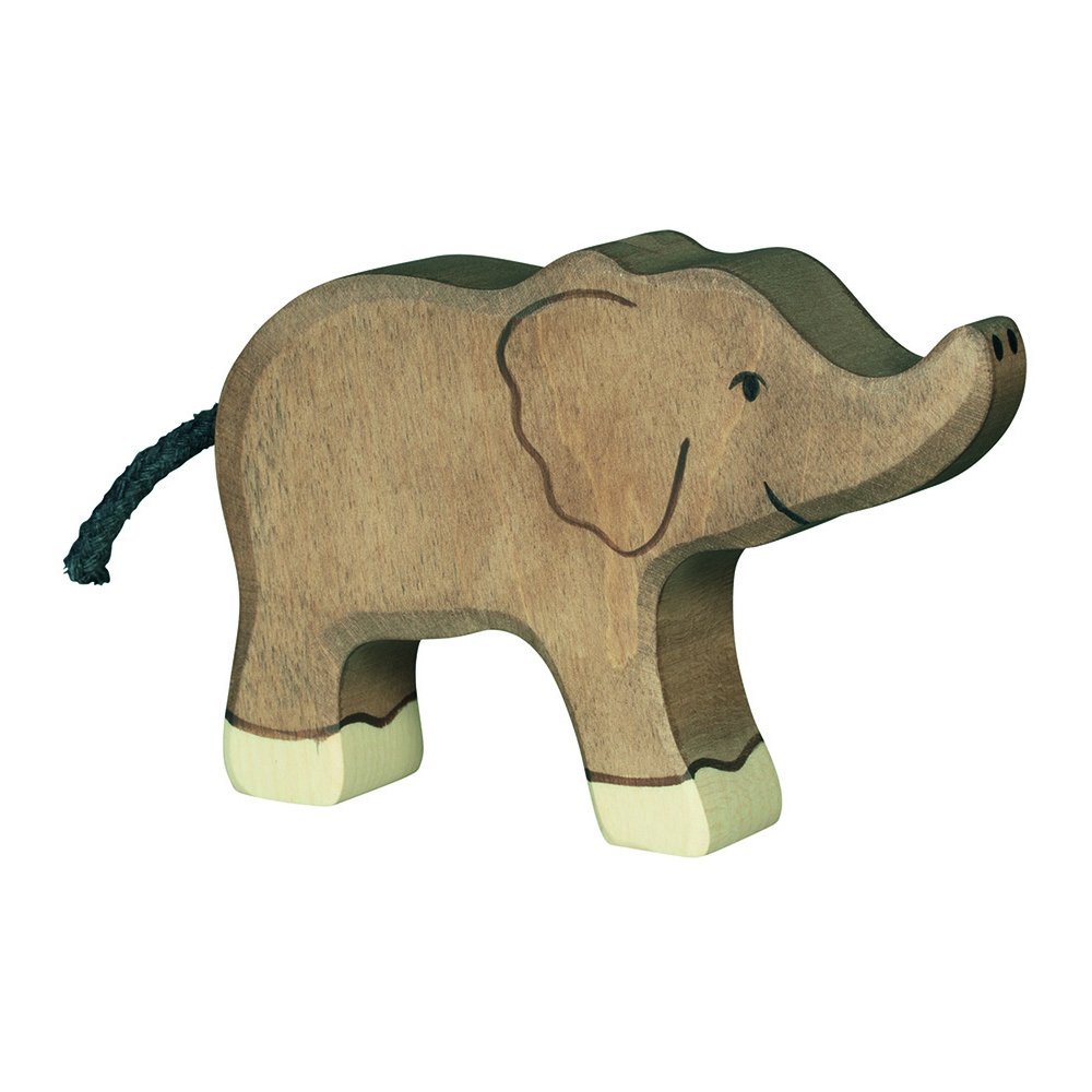 Holztiger Elephant, Small, Trunk Raised