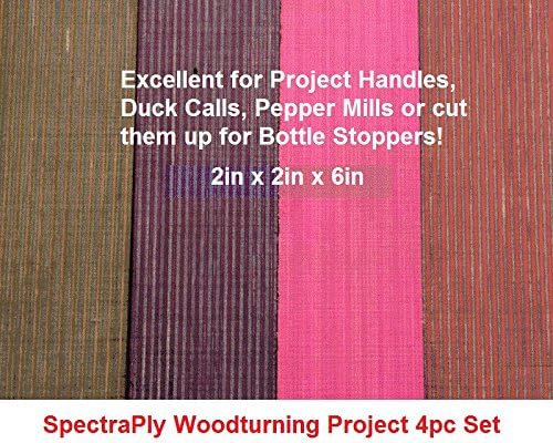 SpectraPly Color Wood Project Blank 4pc Set (Woodturning Kit) 2in x 2in x 6in Made in USA