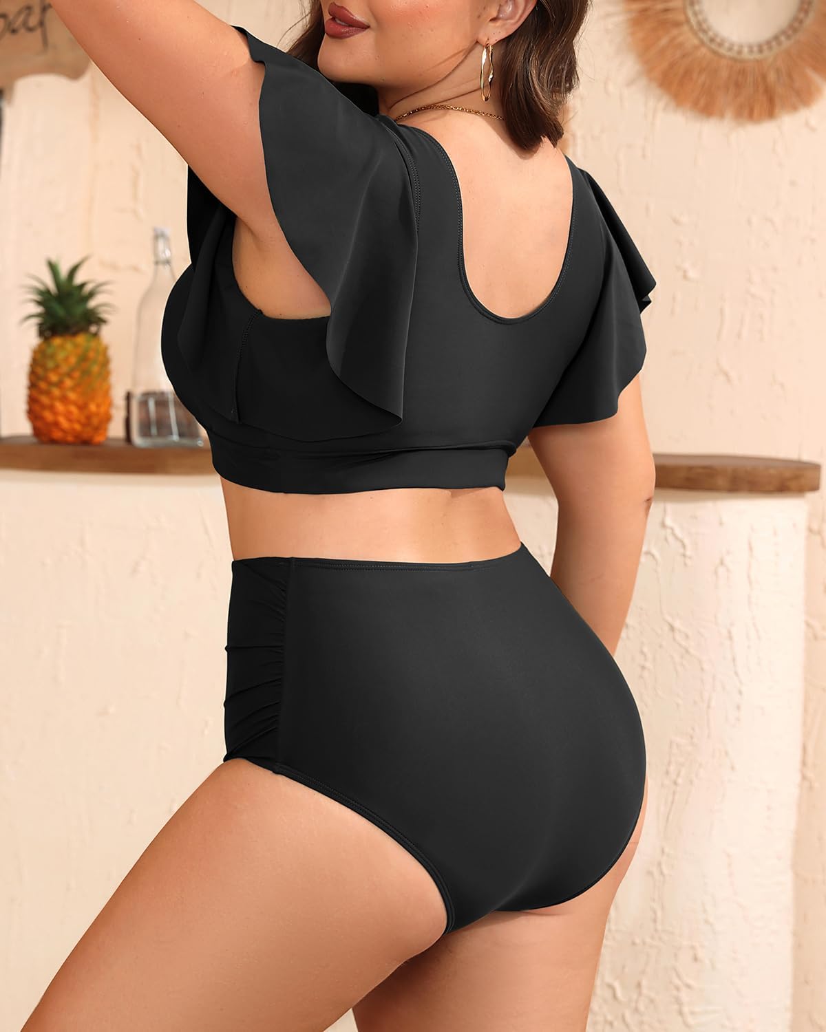Plus Size Bikini Two Piece Swimsuit - Women High Waisted Tummy Control Bathing Suit with Sleeve Swimwear 2025 - Image 3
