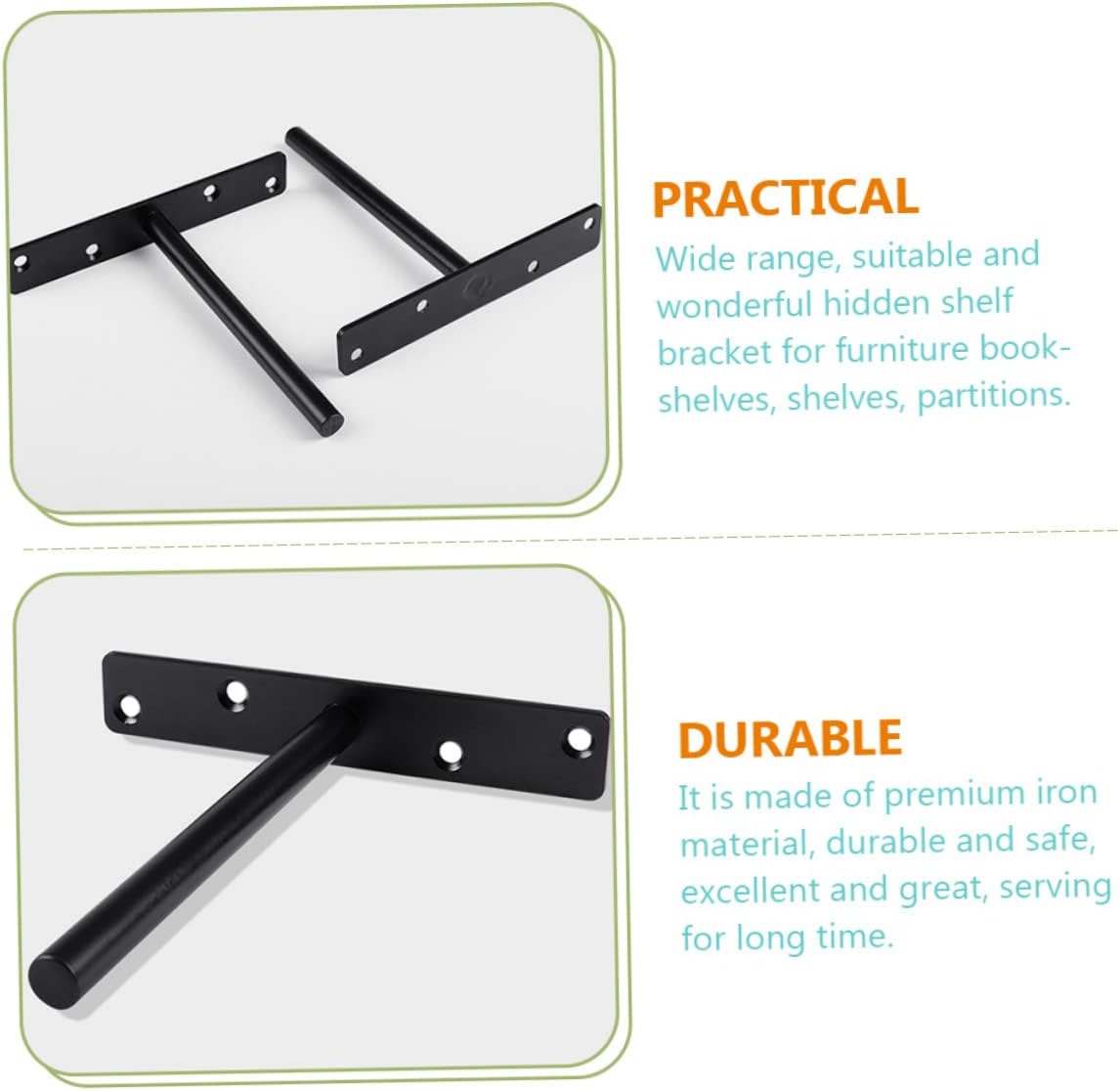 6sets Hidden Shelf Brackets Wall Fixed Bracket Floating Shelf Hardware