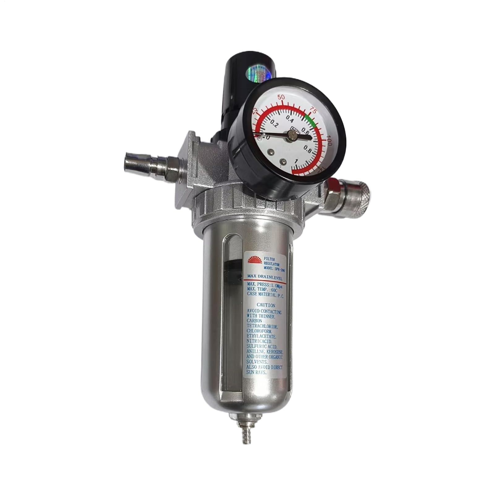 Régulateur de filtre à air pneumatique robuste avec manomètre de pression pour atelier