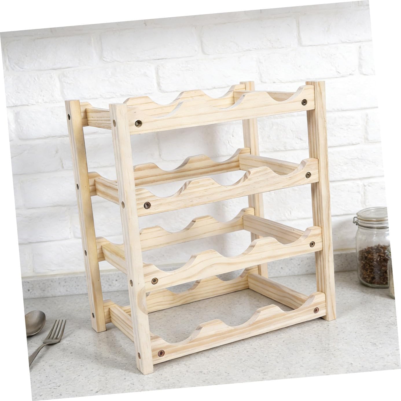 Solid Wood Wine Rack Stand Bottle Capacity Decorative Wine Bottle Holder Sturdy and Home Decor
