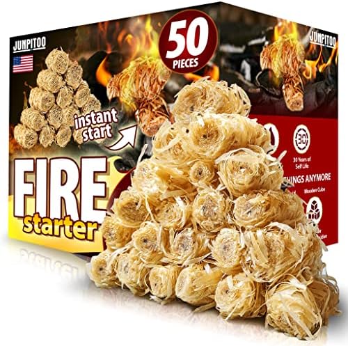 Fire Starters Natural Pine Fire Starters for Campfires Fireplace Grill Wood Pellet Stove Chimney Fire Pit BBQ Smoker W/10 Min Burning Time Waterproof.