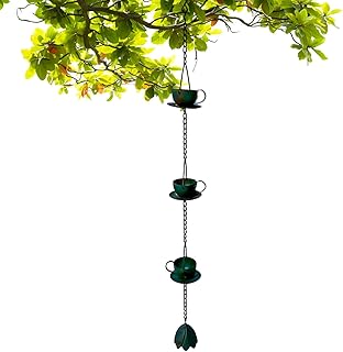 屋外用レインチェーン | カップスタイル ビンテージ 雨水排水 用品 | 雨樋レインチェーン,歩道 中庭 裏庭 テラス バルコニー ランドスケープ ポーチ パティオ 芝生 車道 対応