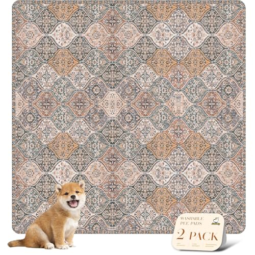 nunubaby Washable Pee Pads for Dogs, Stylish, Non-Slip and Leak-Proof Pee Pads. Reusable Potty Pads for Dogs for Crates and Floors.(Brown/Multi,54" x54" ) by nunubaby - Used condition - US$40.08
