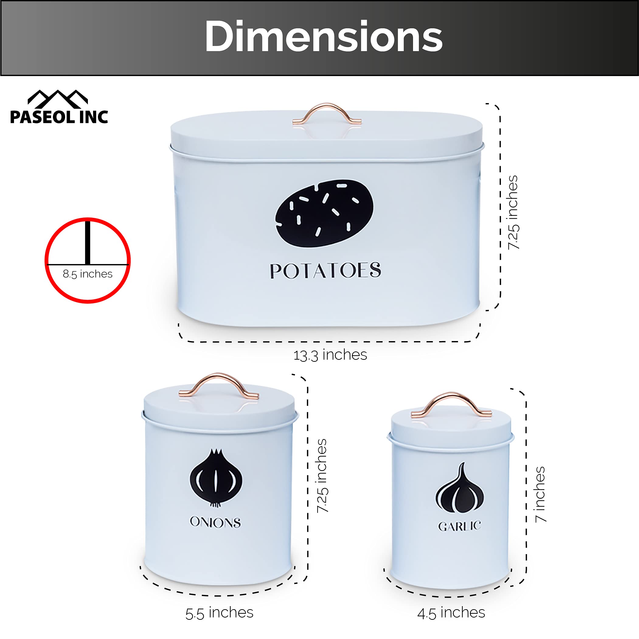Potato and Onion Storage Canisters Premium Metal Potato and Onion