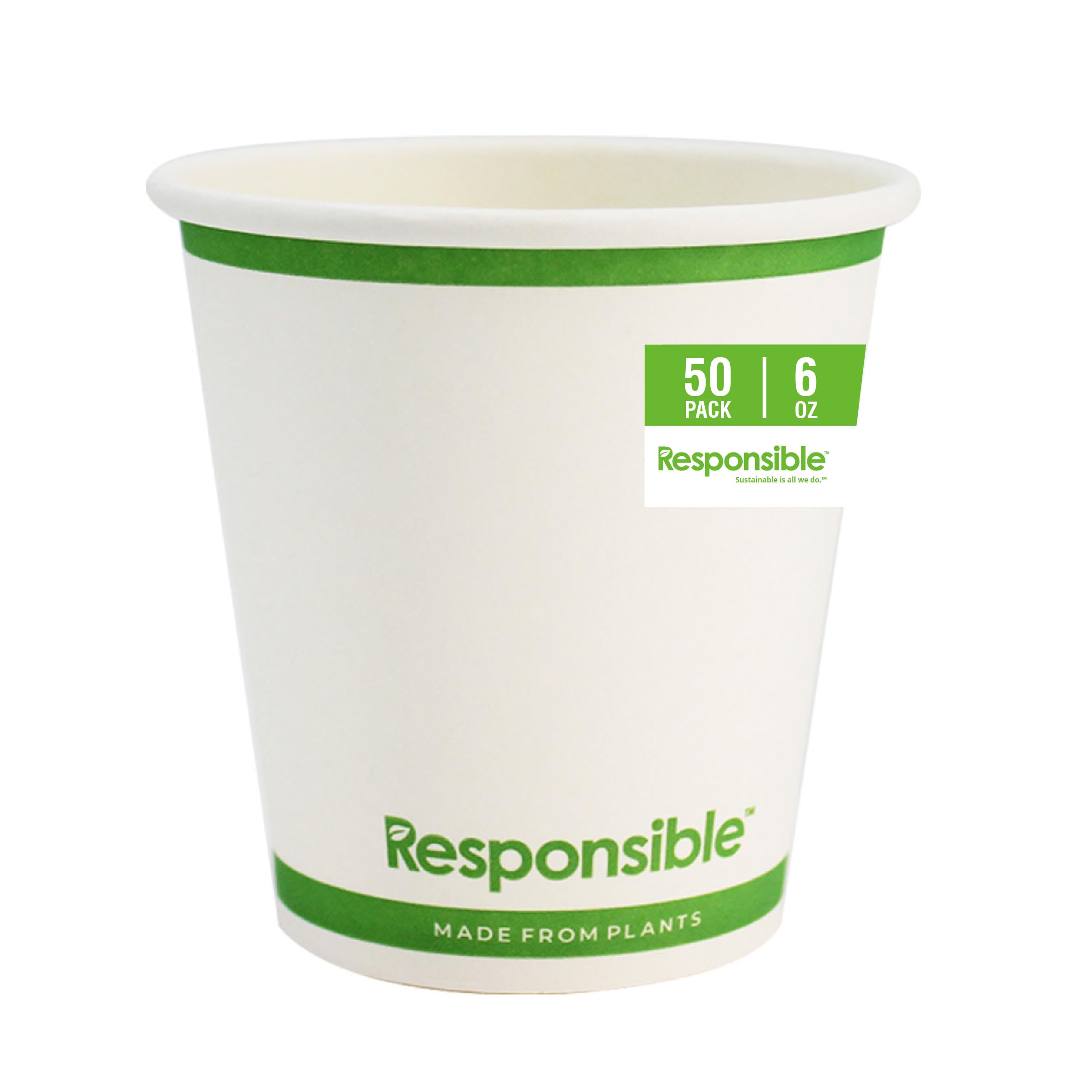 Responsible Products 6 oz (50 Count) / Classic White / Casual Cups