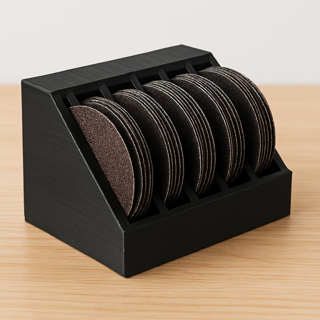 Sandpaper Disc Organizer, 50mm Sanding Disc Storage Holder, Black