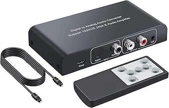 PROZOR DA Wandler 192kHz DAC Konverter Digital zu Analog Audio Konverter Stereo L/R RCA 3.5mm Audio Adapter mit Fernbedienung Unterstützt Lautstärkeregler/Mute/Power ON oder Off