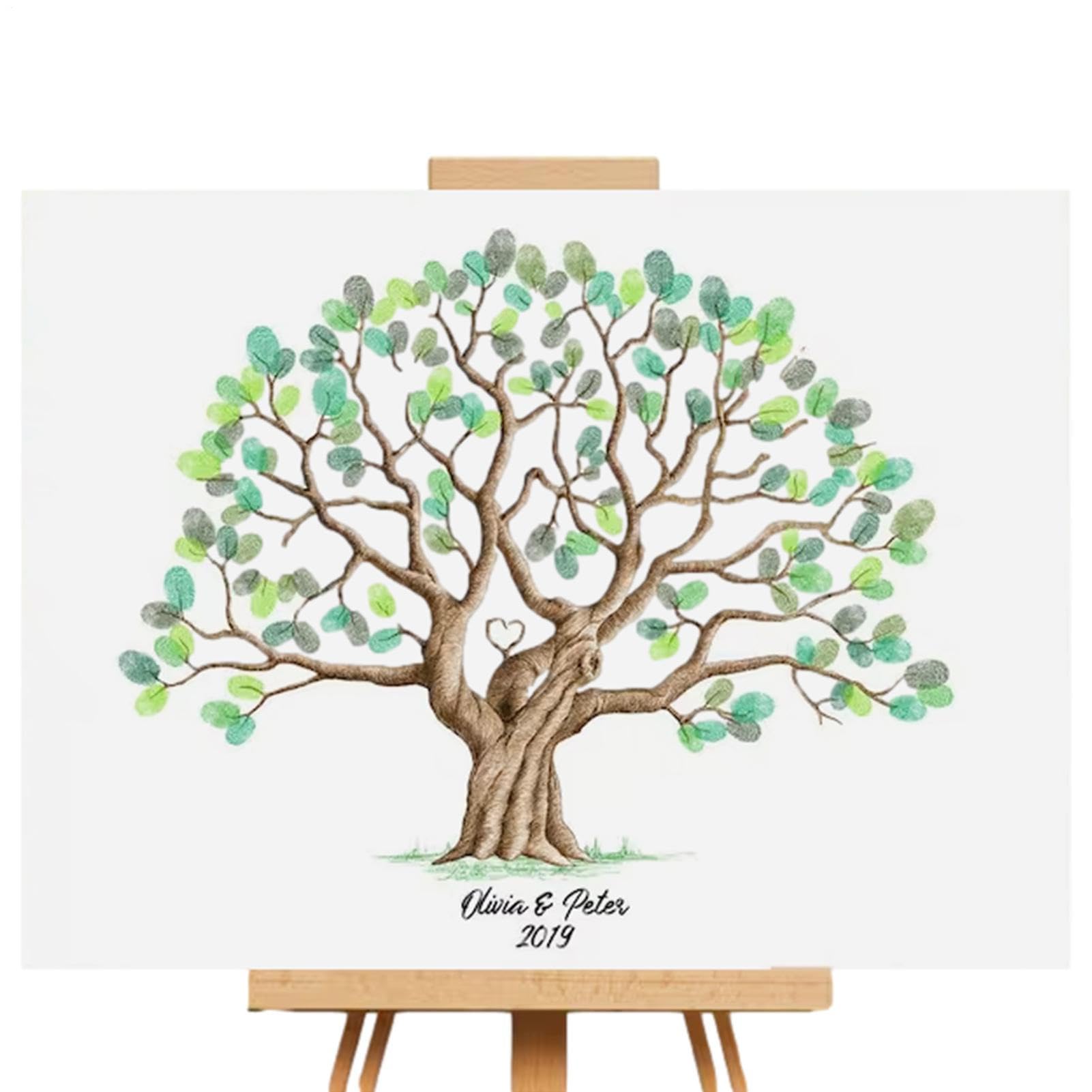 Lienzo con diseño de árbol de huellas dactilares, impermeable, libro de visitas grande para boda, huella dactilar, árbol de huellas dactilares, firma familiar, decoración de lienzo