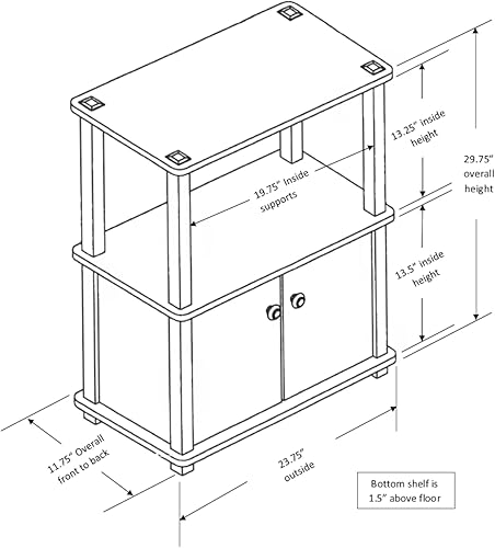Miniatura 6 de Armario independiente de almacenamiento de tres estantes con doble puerta, uso en varias habitaciones, acabado de madera espresso, no requiere