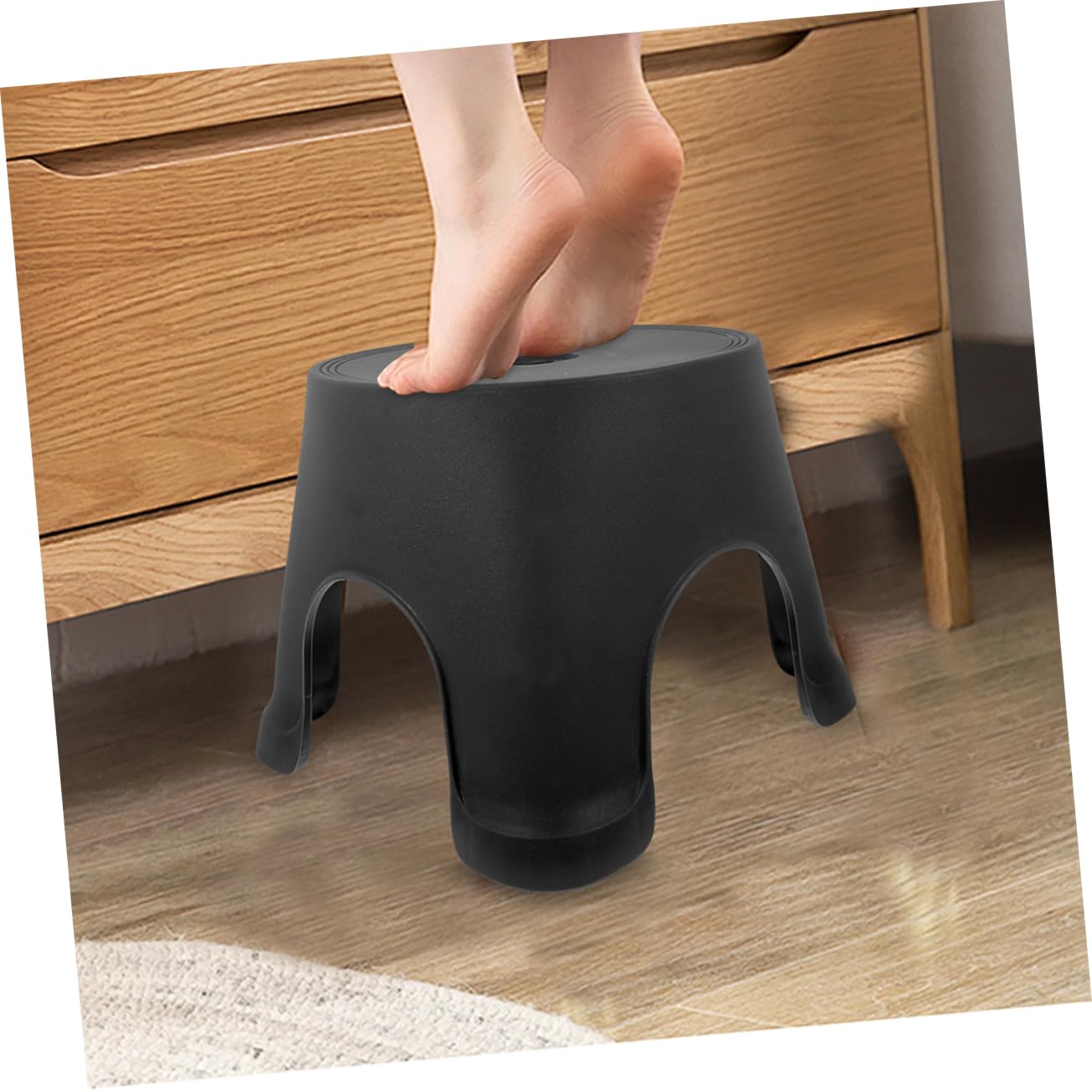 PRETYZOOM Taburete Antideslizante de Plástico PP para Niños, Reposapiés de Baño Negro, Fácil de Guardar y Transportar, Adecuado Hogar