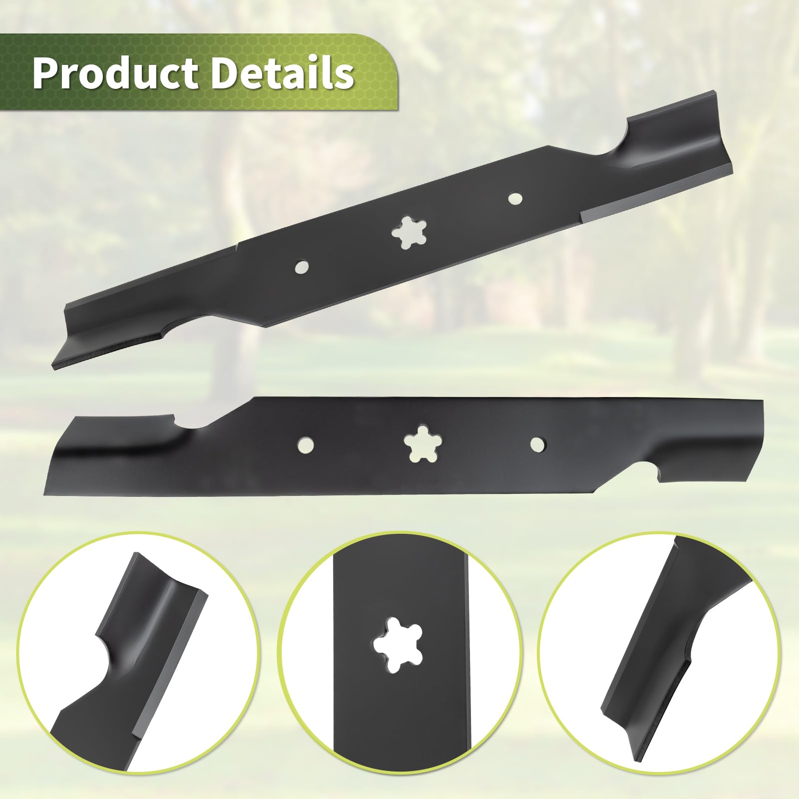 Cuchillas para cortacésped 187256 compatibles con cortacésped Deck Hu sqvarna de 54 pulgadas GTH26K54T MZ5424S RZ5424 A YP Pou LAN Craf tsman, hoja de elevación media 187254 sustituye a 21546235,