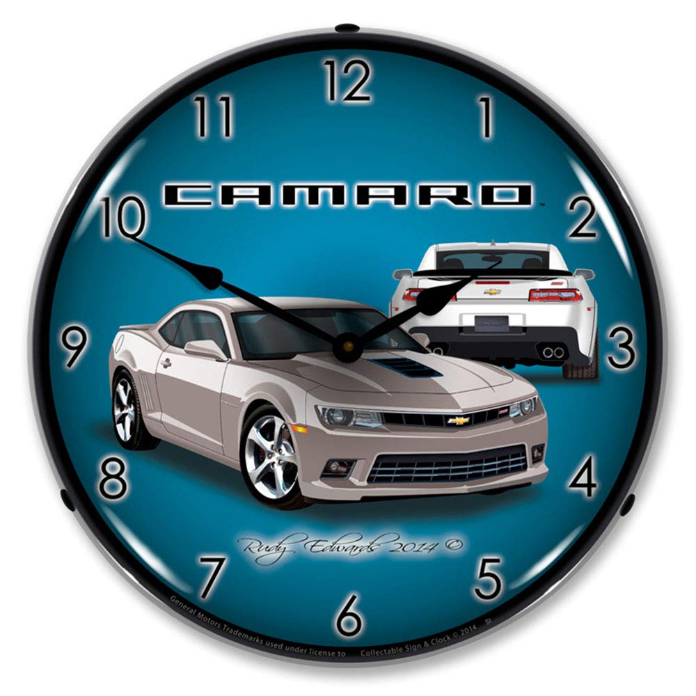 2014 Camaro SS Silver Ice LED Wall Clock, Retro/Vintage, Lighted, 14 inch