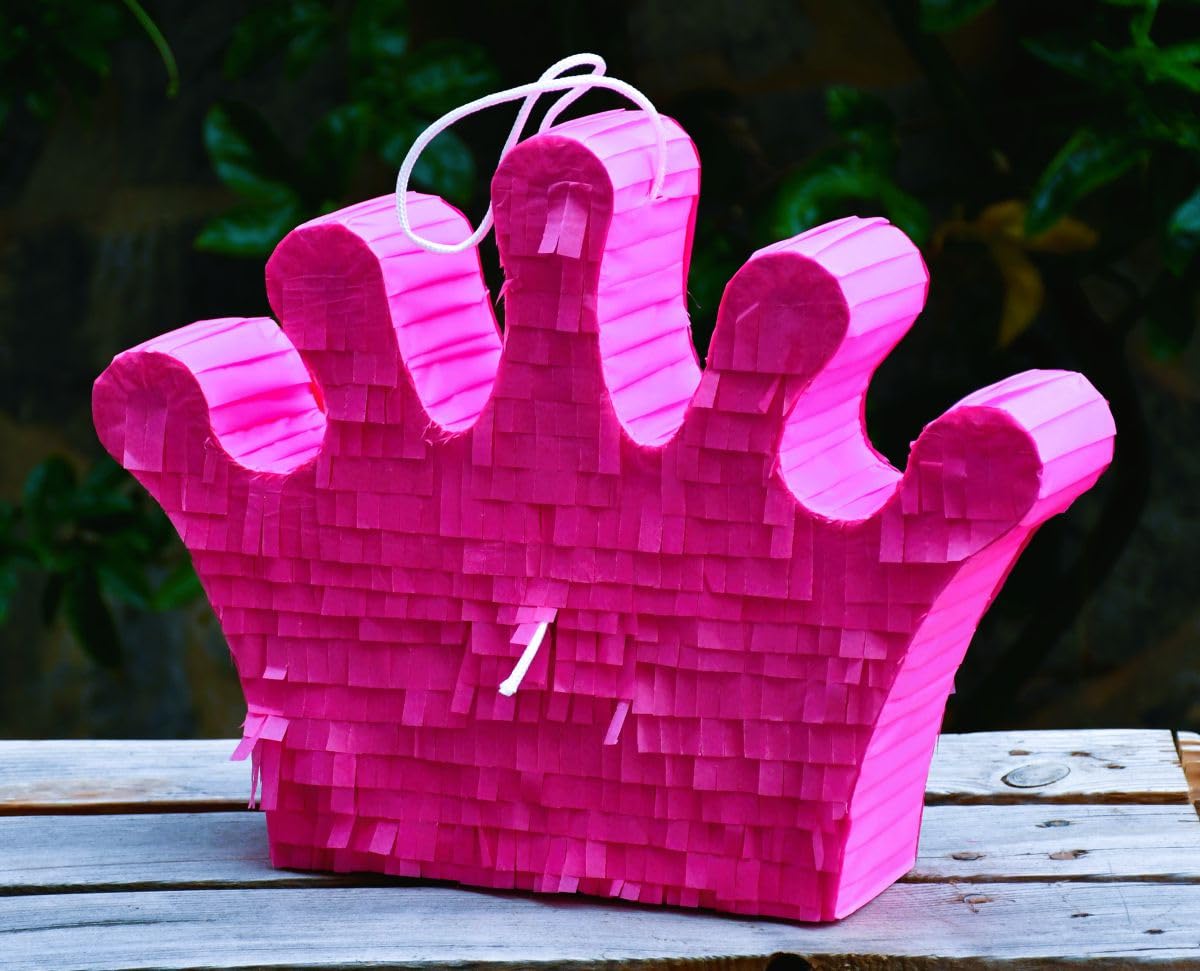 Piñata cumpleaños infantil hecha a mano de (Corona)) (Grande 65x50x10 Centímetros)