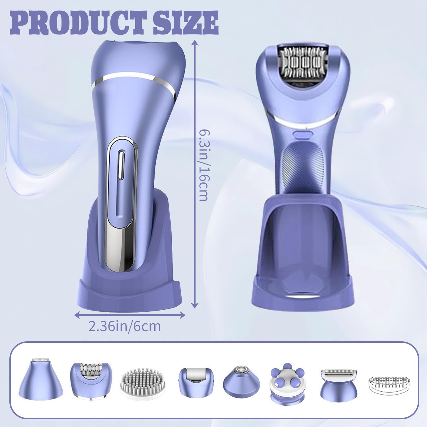 7 in 1 Epilierer Damen Elektrisch, Rasierer Damen mit LED Anzeige, IPX7 Wasserdicht Intimrasierer & Bikini Trimmer, Nass- und Trockenrasierer für Frauen für Gesicht Achseln Beine Intimbereich