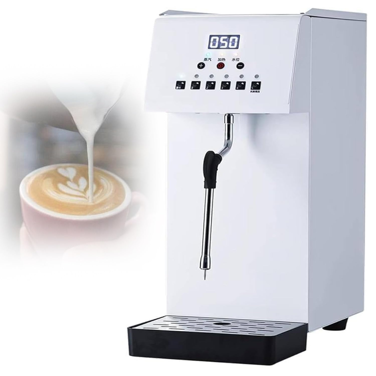 Máquina espumadora de leche a vapor comercial, potencia de 2500 W con 5 ajustes de temperatura y calentamiento rápido de 2 minutos, tanque de 6 litros para cafeterías y tiendas de té Boba