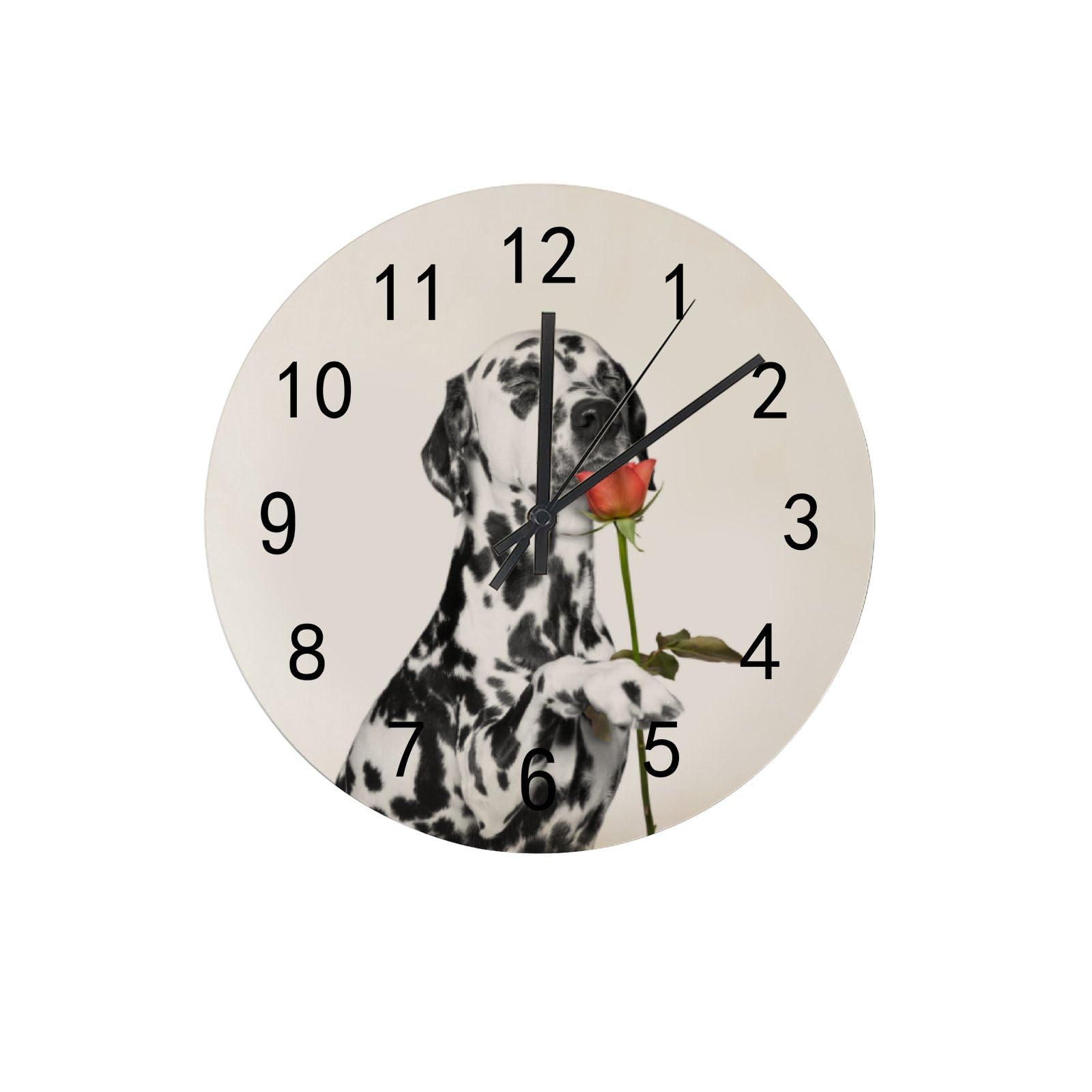 Horloge murale de 25cm aux motifs de roses rouges et pois pour la déco du salon