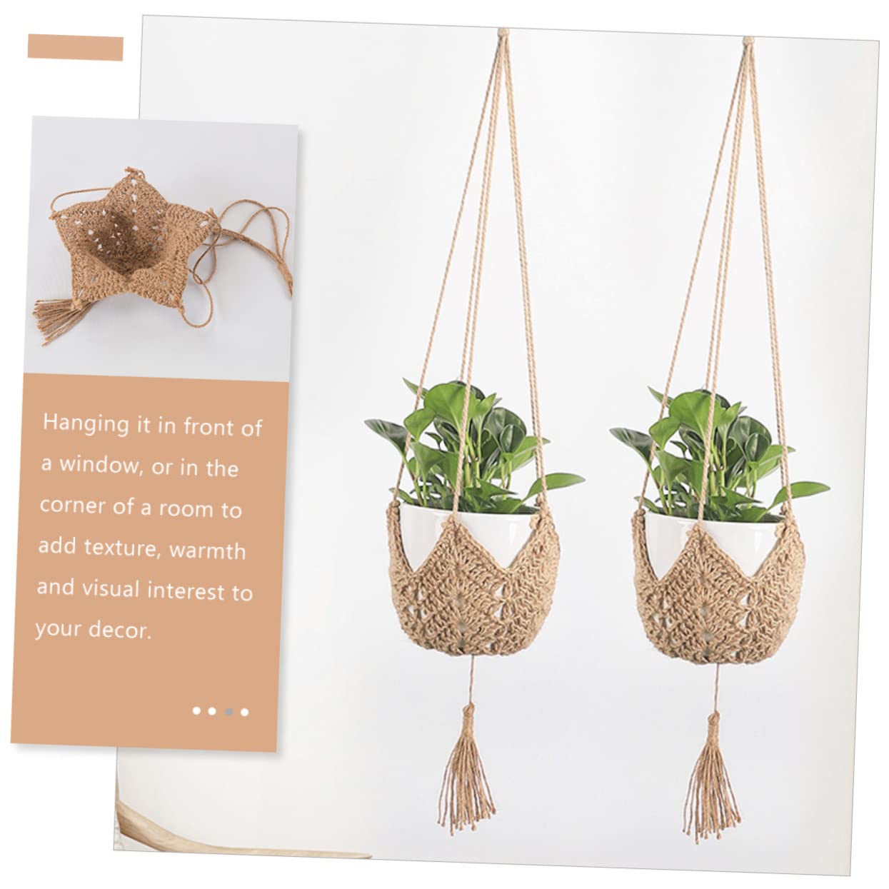 YARNOW Lot De 2 Suspensions pour Plantes Dintérieur en Macramé Robustes Et Tissées pour Décoration Dintérieur Et De Jardin