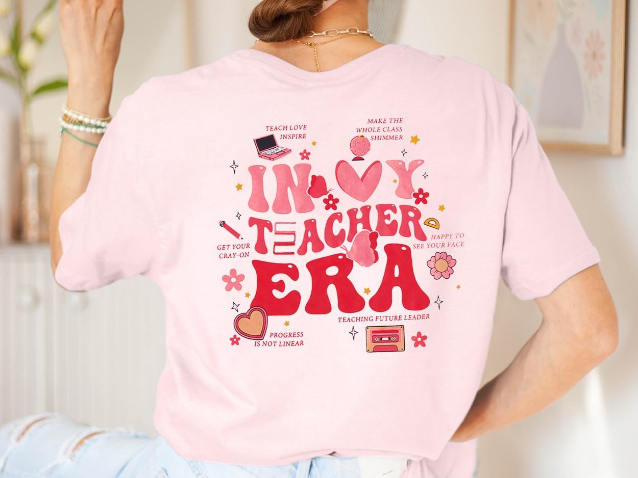 Teacher Shirts Women Teach Print Graphic Tees Kindergarten Elementary Teaching Life Shirts Back to School Tees Tops - Image 3