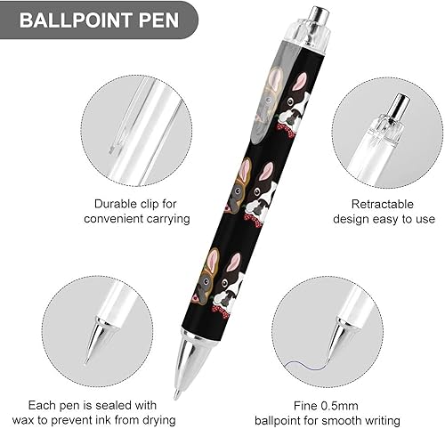 Miniatura 3 de Lindo bolígrafo Bulldog Francés retráctil, bolígrafo portátil de tinta azul para oficina en casa, 1 unidad