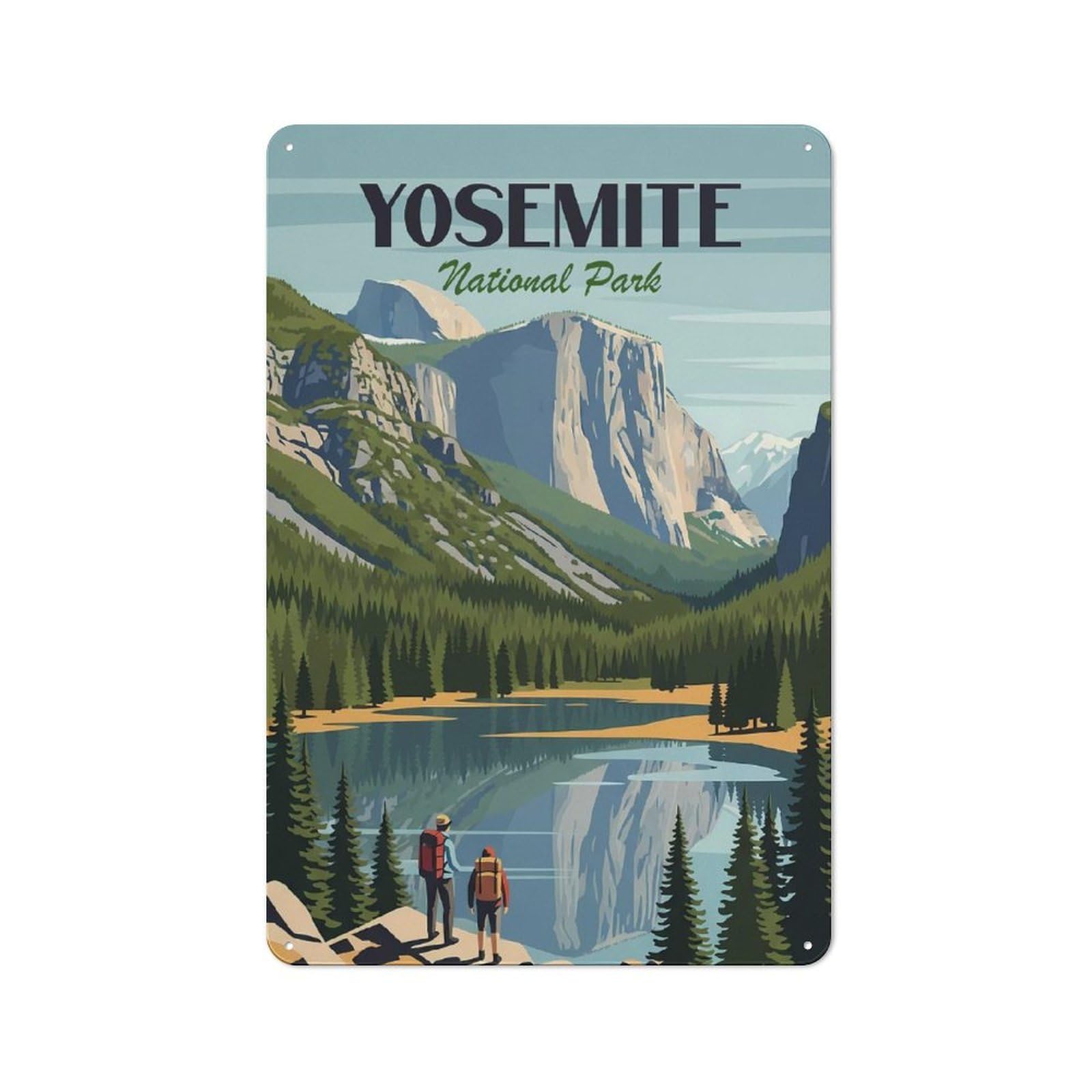 Junmoney Style-11 Tin Wall Plaque 30X20cm With Yosemite National Park For Dining Room Or Kitchen, A Winter Wall Decor Update For Dining Room Decor Fans