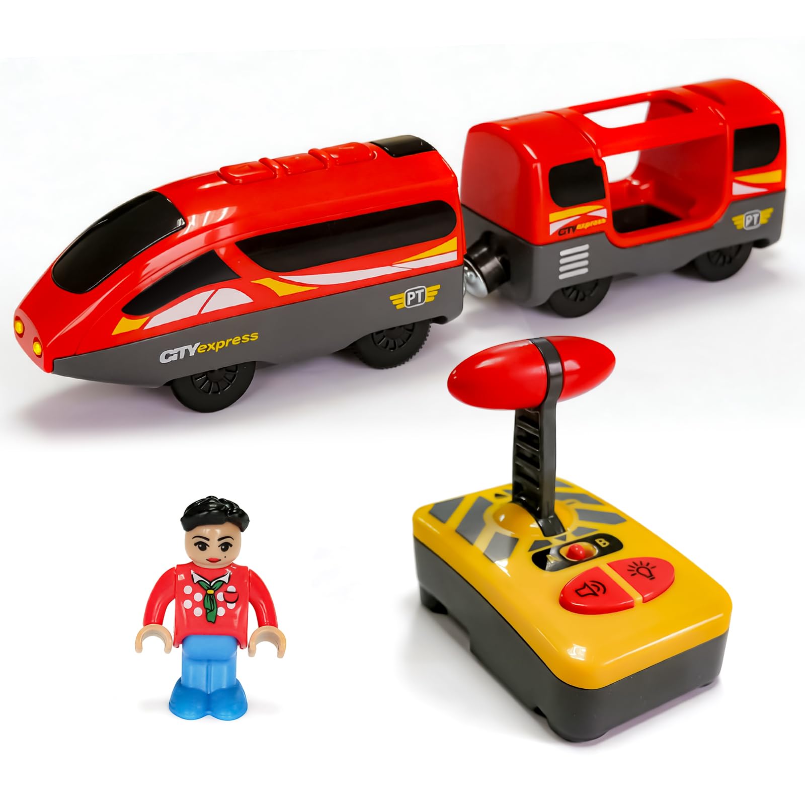 EVERGD Electric Train Set for Kids, Magnetic Martin Battery Powered Powerful Engine Locomotive Train Set Educational RC Train Model for Wooden Track (Jenny Remote Control)