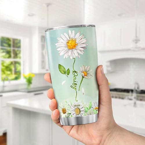 Miniatura 5 de Vaso de café de margaritas con tapa, regalo de cumpleaños para mujeres, adolescentes, niñas, amigos, lindas tazas con aislamiento floral, vasos de