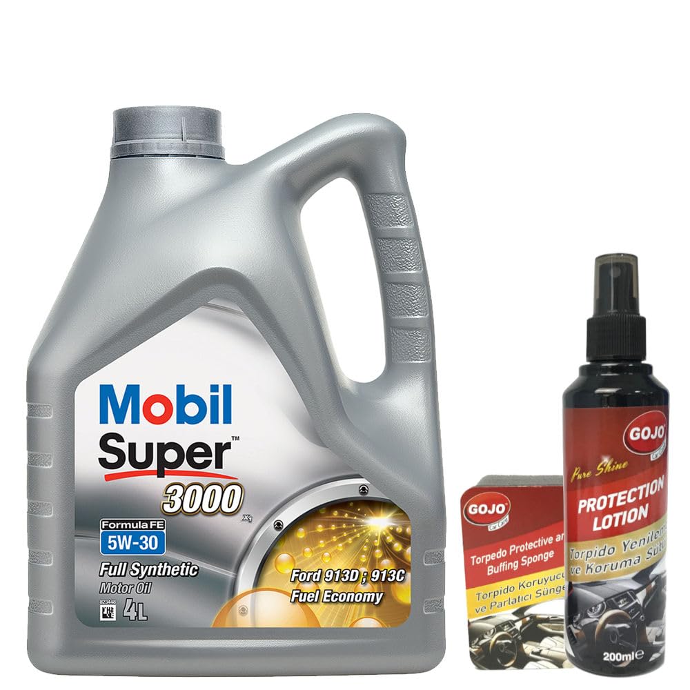 Mobil Super 3000 X1 Formula FE 5W30 Motor Yağı 4 L + 00117 Gojo Araç Bakım Seti